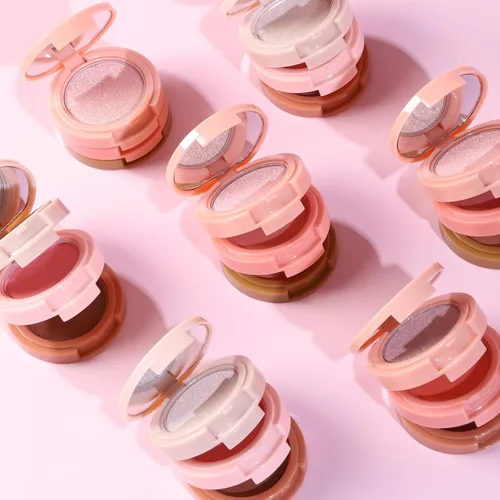 Miniatura 7 de Trío mezclable 3 en 1, paleta de maquillaje de contorno y rubor, bronceador crema, rubor en polvo suave y sedoso, polvo de maquillaje iluminador 01