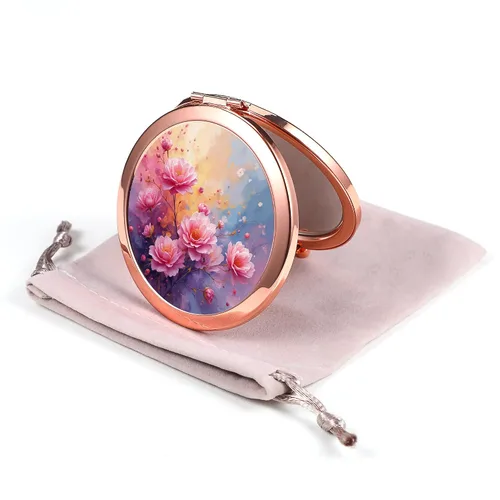 Miniatura 7 de Espejo Compacto Oro Rosa Espejo de Maquillaje Mini Espejo de Bolsillo Plegable Espejo de Mano Portátil de Doble Cara 2x 1x Aumento para Mujeres