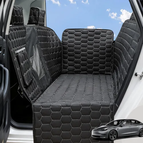 Miniatura 10 de Meginc Fundas de Asiento para Perros para Asiento Trasero, Asiento de Coche para Perros para Tesla Model 3, Funda de Asiento para Mascotas 100%
