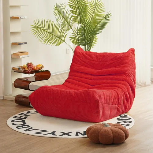 Miniatura 9 de N&V Sofá de suelo sin brazos de mediados de siglo, silla de pana suave de alta calidad, silla decorativa de espuma para sala de estar, dormitorio