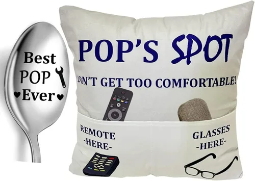 Miniatura 8 de Regalos para la Abuela, Fundas de Almohada Decorativas de 2 Bolsillos y 2 Lados de 18 x 18 Pulgadas y Cuchara Grabada, Regalos de Cumpleaños