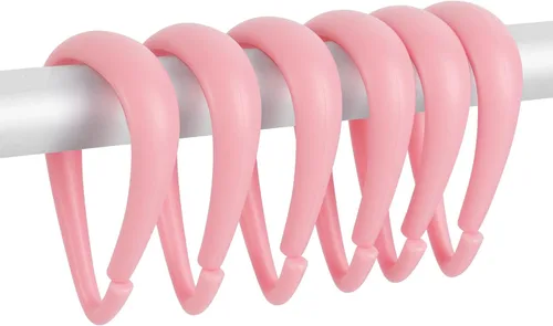 Miniatura 15 de Top-spring Ganchos para cortina de ducha, anillos de cortina de ducha de plástico negro, ganchos de ducha en forma de gota para cortina de baño