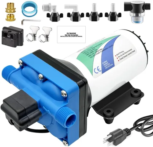 Miniatura 9 de Bomba de diafragma autocebante eléctrica de alta presión de 12V CC, equipada con interruptor de presión, 5.5GPM, 70Psi, para RV Marine Yacht Lawn