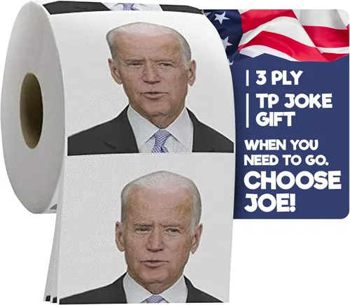 Rollo de papel higiénico divertido de Joe Biden de Gagster - Broma política para bromas de elección de demócratas y republicanos, intercambio de