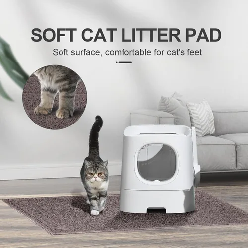 Miniatura 5 de Alfombrilla de arena para gatos, alfombrilla de arena que atrapa la arena suave para las patas de los gatitos, 35" x 24" alfombrilla de caja de Gris