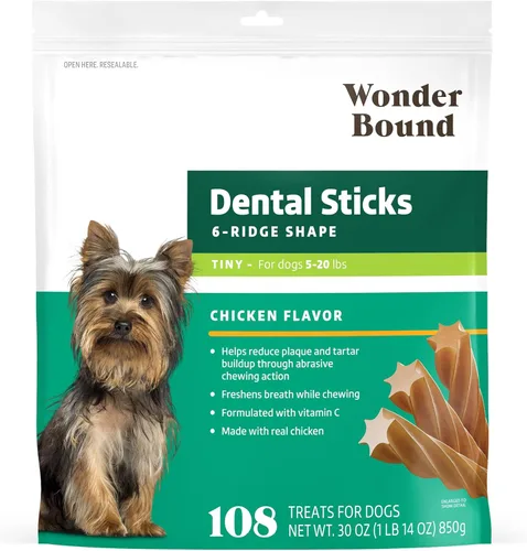 Miniatura 12 de Marca Amazon – Wonder Bound - Palitos dentales con sabor a carne de res para perros grandes (más de 30 libras), forma de 6 crestas para control