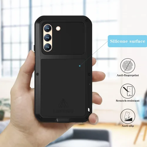 Miniatura 7 de LOVE MEI Funda militar resistente para Samsung Galaxy S22, con protector de pantalla de vidrio templado, a prueba de golpes, a prueba de polvo, a