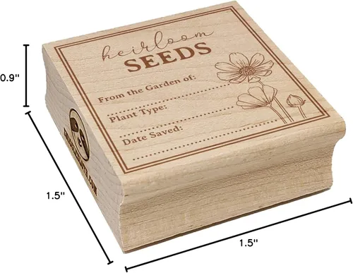 Miniatura 8 de Etiqueta de paquete de semillas de reliquia para flores, verduras, frutas, sello de goma cuadrado para estampado de manualidades, 1.25 pulgadas