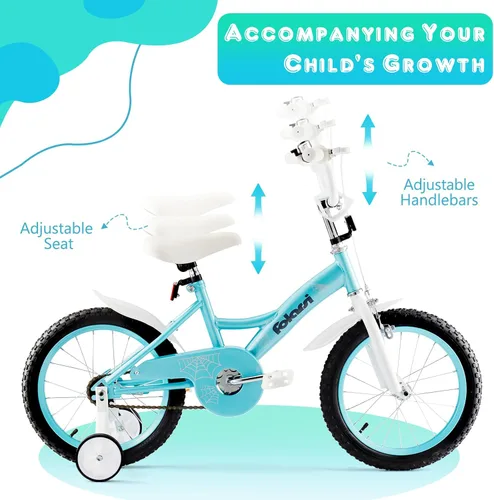 Miniatura 7 de Bicicleta para niños de 14, 16 y 18 pulgadas para niños y niñas de 3 a 9 años, bicicleta infantil con campana y ruedas de entrenamiento, múltiples