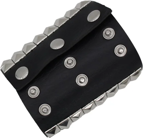 Miniatura 3 de Pulsera unisex de cuero punk, pulsera de motociclista de pirámide plateada para hombre