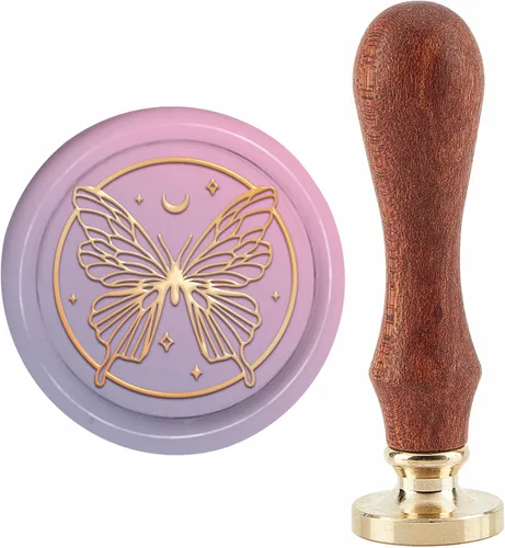 CRASPIRE Sello de cera de mariposa de 1.181 in, sello de sellado de fase lunar, tarjetas de felicitación, decoración de álbumes de recortes, sello