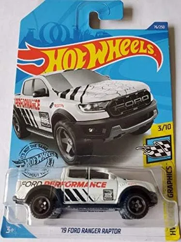 Mattel Hot Wheels 19 Ford Ranger Raptor Truck, escala 1:64, 4.3 x 1.3 x 6.5 pulgadas, 1 unidad, a partir de 3 años