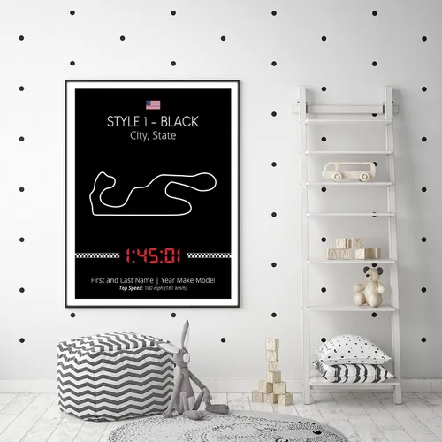 Miniatura 6 de Póster personalizable para pista de carreras, impresión personalizable hecha a mano, estilo 1, impresión metálica negra de 8 x 10 pulgadas