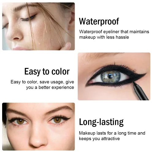 Miniatura 4 de Kaely Lápiz Delineador de Ojos en Gel para Mujeres, Delineador de Ojos Negro Natural Impermeable a Prueba de Manchas con Sacapuntas, Delineadores