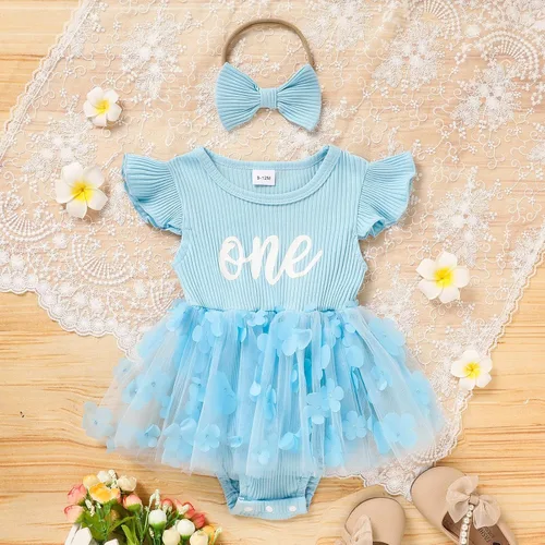 Miniatura 77 de GRNSHTS Traje de bebé niña 1er cumpleaños traje acanalado tul mameluco princesa pastel Smash sesión de fotos ropa + diadema