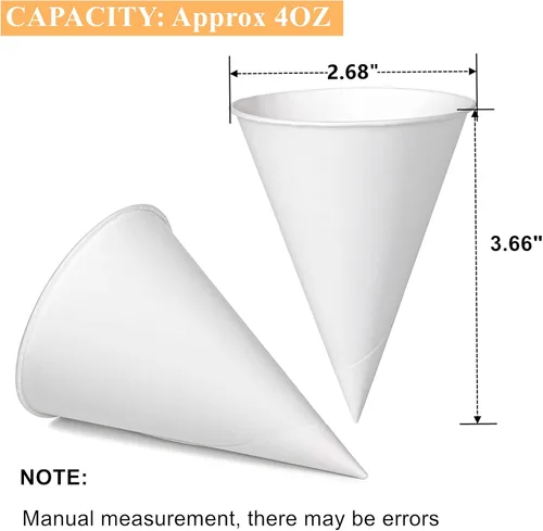 Miniatura 2 de Yopay Paquete de 600 vasos de agua en cono, dispensador desechable de papel de 4 onzas para nieve para hielo afeitado, enfriador de agua de oficina
