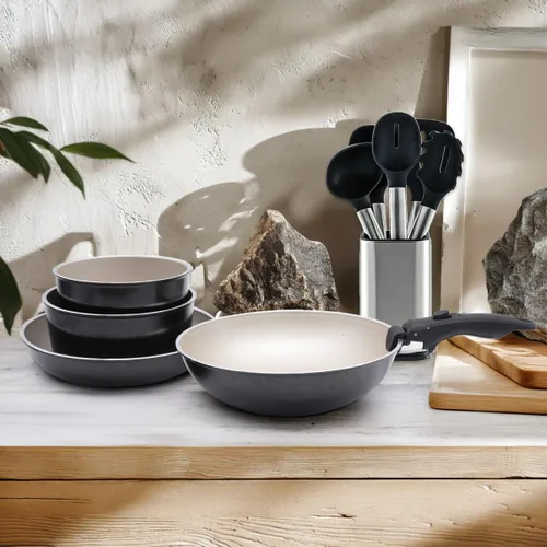 Miniatura 3 de LAGUIOLE, Juego de cocina extraíble de 5 piezas, revestimiento antiadherente, compatible con todas las encimeras, inducción, aluminio, revestimiento