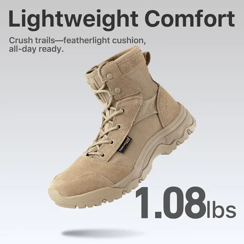Miniatura 2 de FREE SOLDIER Botas de senderismo tácticas para hombre, ligeras, cómodas, botas de trabajo de combate de 6 pulgadas