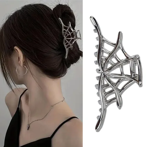 Miniatura 9 de Pinzas de pelo de mano de esqueleto de moda, grandes, sin arrugas, de metal, negro, punk, pasadores para mujeres y niñas, accesorios de peinado