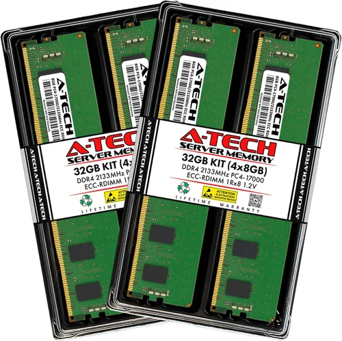 Miniatura 187 de A-Tech 4GB DDR4 2133MHz PC4-17000 ECC RDIMM 1Rx8 Single Rank 1.2V ECC Registered DIMM de 288 pines Módulo de actualización de memoria RAM