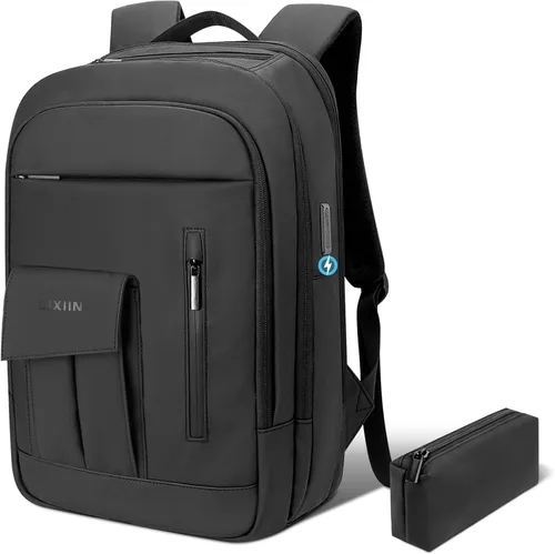Miniatura 10 de Mochila de negocios para hombres antirrobo resistente al agua mochila de desplazamiento para portátil de 15.6 pulgadas para el trabajo diario, Negro