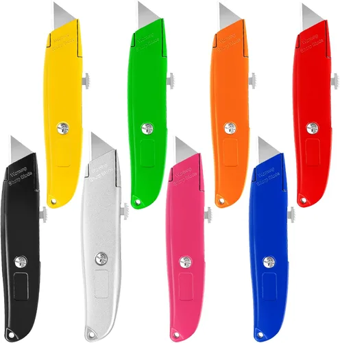 Miniatura 16 de DIYSELF Paquete de 2 cuchillos utilitarios, cortador retráctil, resistente (naranja)