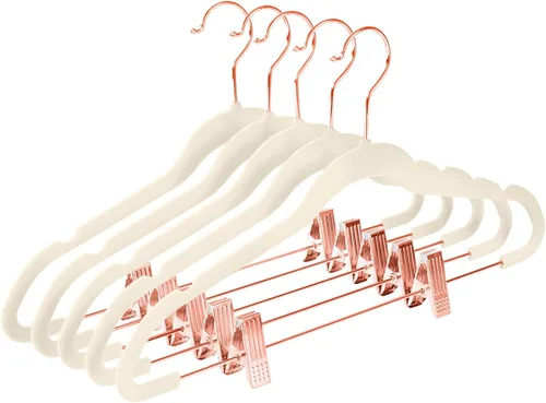 Miniatura 25 de MIZGI - Perchas premium de terciopelo negro para pantalones con clips ajustables (paquete de 20) Perchas delgadas para faldas - Perchas