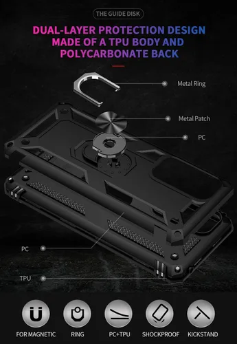 Miniatura 4 de Funda para Moto Edge 2021, con protector de pantalla, [grado militar] 16 pies, cubierta probada contra caídas con soporte magnético para Moto Edge