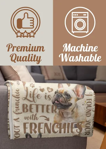 Miniatura 5 de Huglanket Regalos de bulldog francés, regalos franceses para mujeres, manta de franela súper suave y agradable a la piel, 50 x 65 pulgadas