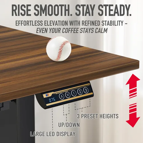 Miniatura 7 de SHW Escritorio de pie eléctrico de altura ajustable de 40 pulgadas con cajón, preajuste de memoria y bandeja de gestión de cables, nogal