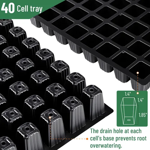 Miniatura 3 de Mr. Pen - Kits de bandejas de inicio de semillas, juego de 5, total de 200 celdas, bandejas duraderas para germinación de plantas con cúpulas