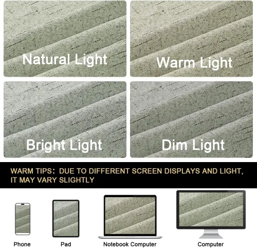 Miniatura 7 de Primitive - Cortinas opacas 100 % de lino texturizado natural para dormitorio, sala de estar, cortinas para ahorra energía, tela de arpillera