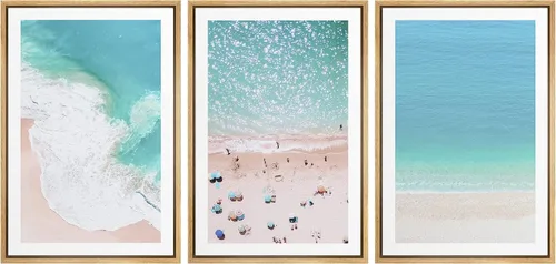 Miniatura 106 de Ashbrook Set de Arte de Pared en Lienzo Enmarcado, Naturaleza, Horizonte de Playa Nebulosa, Ilustraciones de Área Silvestre, Bellas Artes, Paisaje