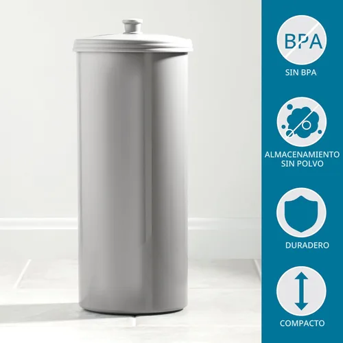 Miniatura 6 de iDesign Soporte Independiente para Papel Higiénico de Baño con Tapa para 3 Rollos Extra, Plata
