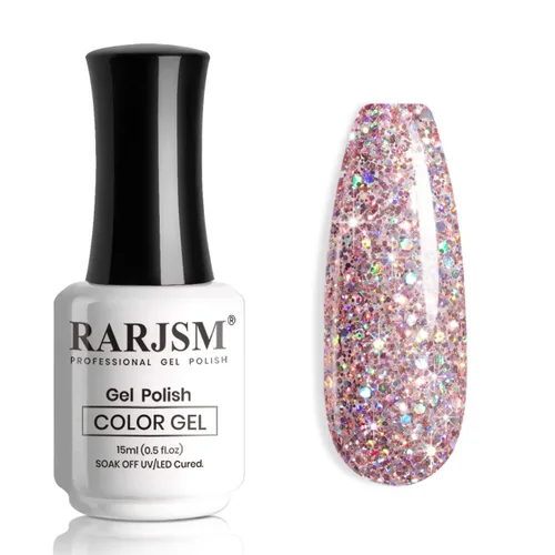 Miniatura 28 de RARJSM Esmalte de uñas de gel con purpurina de nieve, diamante brillante, gel de uñas de color blanco lechoso con pigmentos plateados y brillantes