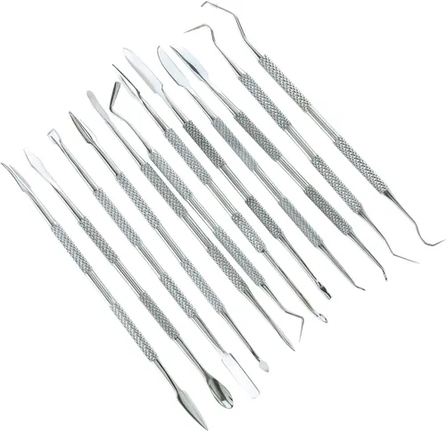 SE Juego de 12 talladores de cera de acero inoxidable, herramientas de escultura de cera y arcilla, kit de tallado de doble extremo para modelar,