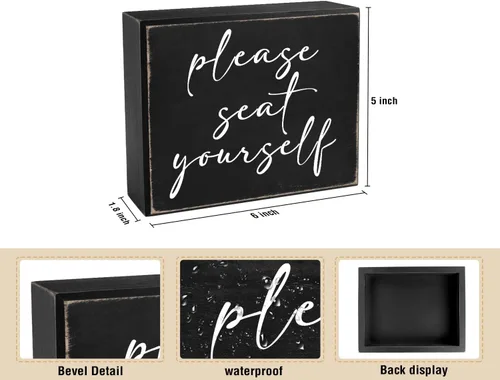 Miniatura 2 de Pigort Cartel divertido de baño con texto en inglés "Please Seat Yourself" para decoración del hogar, 5 x 6 pulgadas POR FAVOR