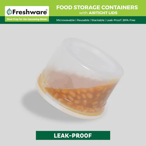 Miniatura 4 de Freshware [12 unidades, 64 oz] recipientes de plástico de 1/2 galón para almacenamiento de alimentos y sopa con tapas herméticas, recipientes