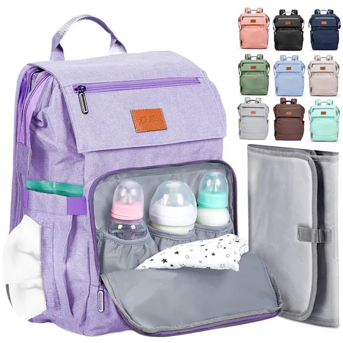 Miniatura 18 de PILLANI Mochila para Pañales de Bebé - Bolsa Grande para Niños y Niñas, Mochila Impermeable para Pañales - Bolsas de Pañales de Viaje con R. Beige
