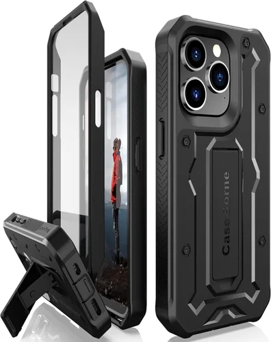 CaseBorne V - Funda compatible con iPhone 14 Pro, grado militar, cuerpo completo, resistente, con soporte y protector de pantalla integrado, color