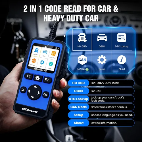 Miniatura 2 de OBDResource Full Systems - Herramienta de escáner de camión resistente HD OBD/EOBD/OBD2, herramienta de diagnóstico automotriz para camiones
