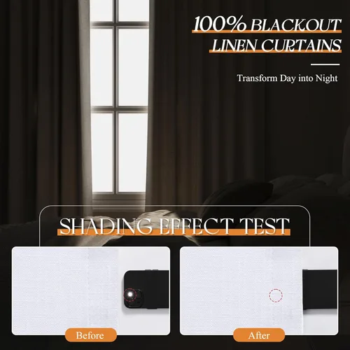 Miniatura 39 de Cream Linen Blackout Curtains 96 Length 2 Panels Set for Living Room Bedroom, 100% Black Out Thermal Insulated Linen Drapes, Room Darkening Grommet