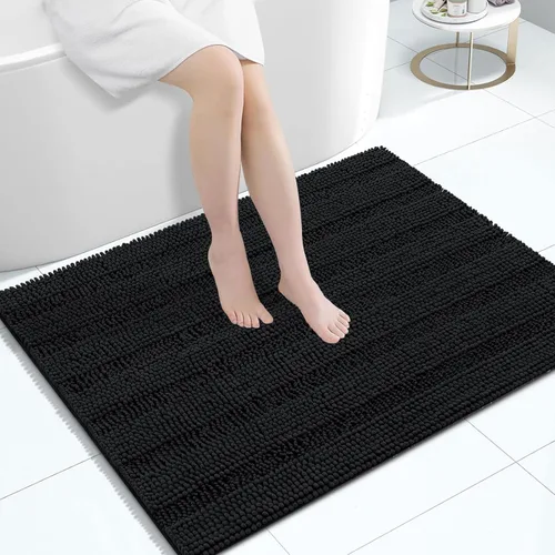 Miniatura 8 de Grandaily Alfombras de baño de felpilla a rayas de 24 x 16 pulgadas, extra gruesas y suaves, absorbentes, parte trasera de goma, alfombra de ducha