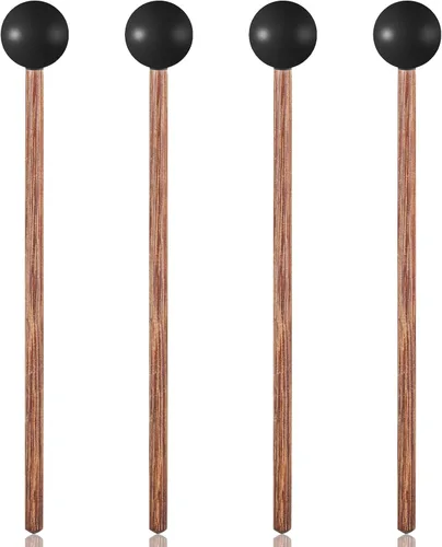 4 mazos de tambor de lengua de acero, mazos de xilófono, mazo Glockenspiel, mazo de percusión de goma de madera de 5.7 pulgadas, baquetas de goma