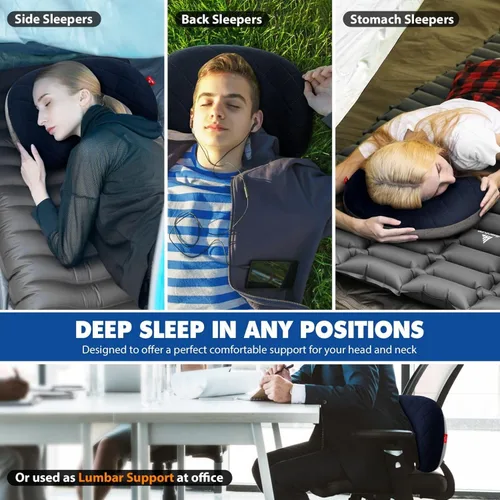 Miniatura 5 de Hikenture Almohada inflable para campamento, almohada lavable para mochilero para dormir, almohadas inflables ultraligeras con funda extraíble, Azul