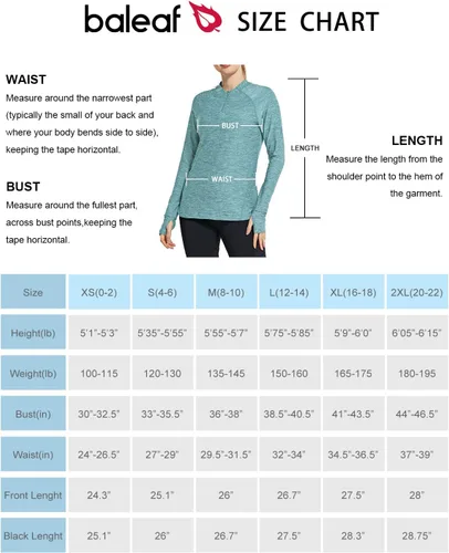 Miniatura 7 de BALEAF Camisas de secado rápido para mujer, manga larga, para correr, senderismo, entrenamiento, UPF50+ SPF