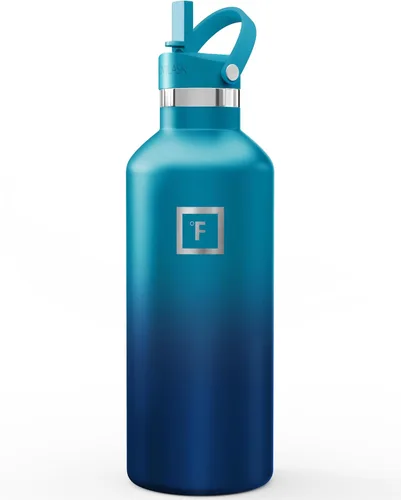 Miniatura 68 de IRON °FLASK Botellas de agua de campamento/senderismo, 3 tapas (estrecha con popote), sin fugas, aisladas al vacío, acero inoxidable de doble pared