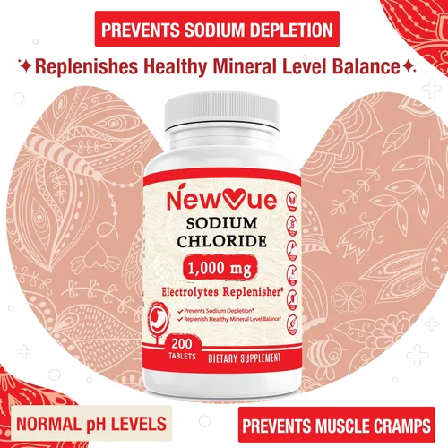 Miniatura 4 de Cloruro de sodio 1000 mg, 200 tabletas - Tabletas de sal, sin OMG, sin gluten