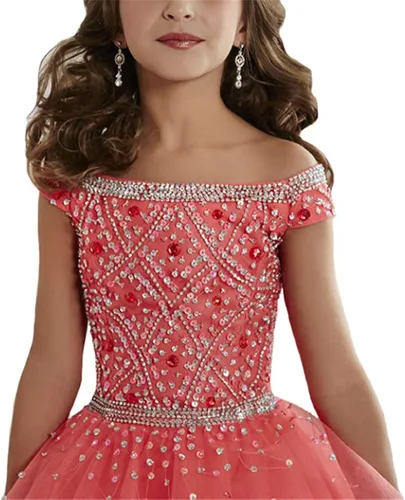 Miniatura 3 de Junguan Vestidos de tul Aline Princess para niñas, vestidos de baile formales TF017