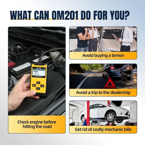 Miniatura 4 de Escáner de Coche, OM201 Lector de Código de Motor Herramienta de Diagnóstico OBDII con Impresión Inalámbrica Datos Gráficos en Vivo Prueba EVAP